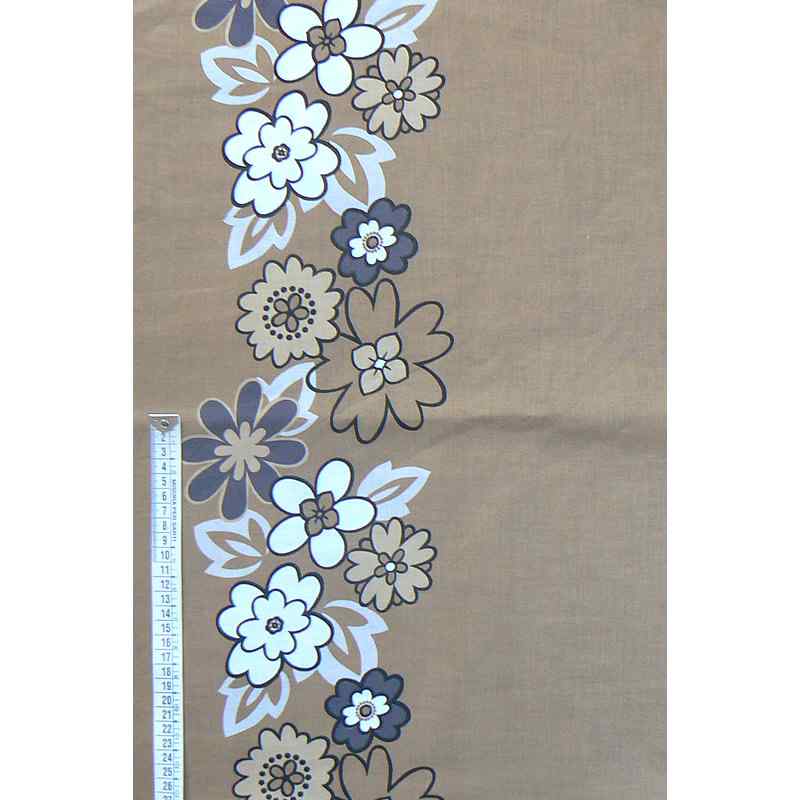 Bavlněná látka 62x35cm hnědá květy zbytek na patchwork (1B48)