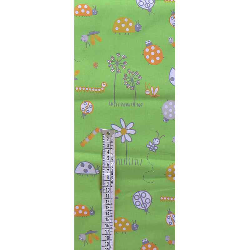 Bavlněná látka 89x16cm berušky na zelené zbytek na patchwork (1B96)