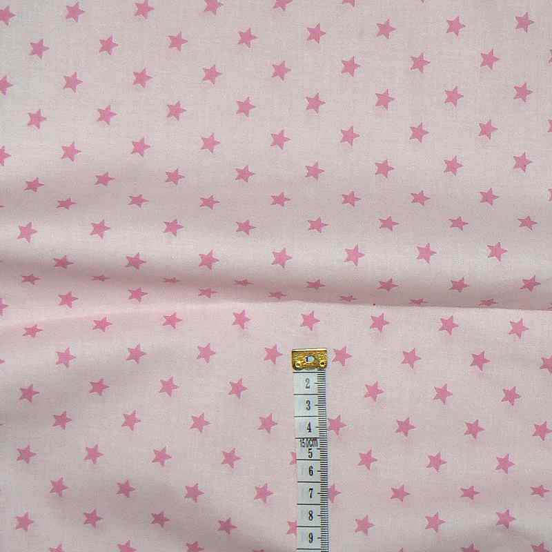 3R210 Bavlněná látka 35x25cm hvězdičky růžová zbytek na patchwork
