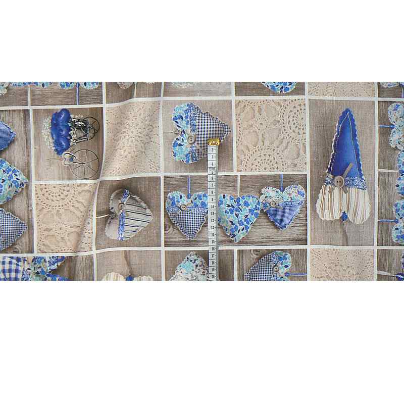 3R211 Bavlněná látka 30x140cm srdce béžová zbytek na patchwork