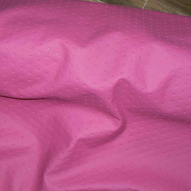 KK322 Exkluzívní koženka zbytek 45x140cm koženka puntíky cyklámen na vatelínu