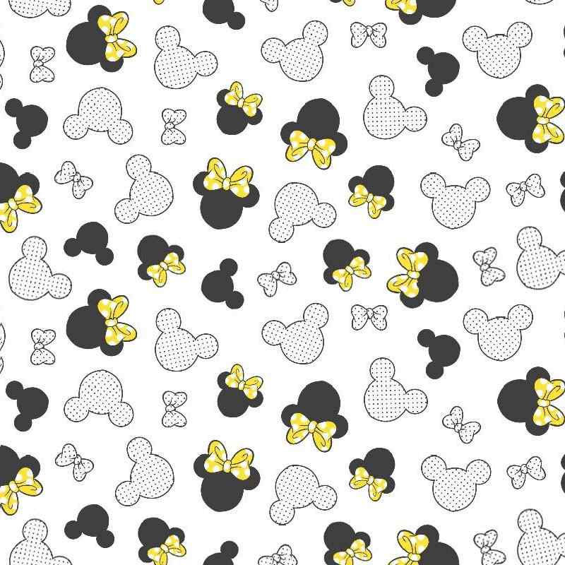 0932D Bavlněná látka plátno 40x79cm mickey bílo žlutá