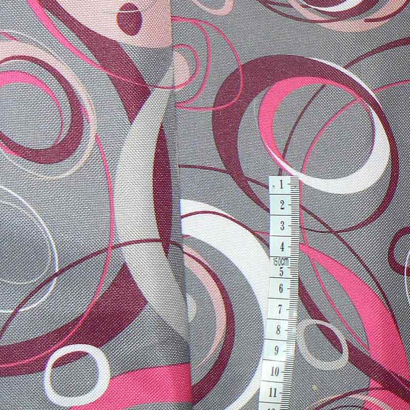 6G105 Kočárkovina voděodolná 17x156cm šedá vínová kruhy