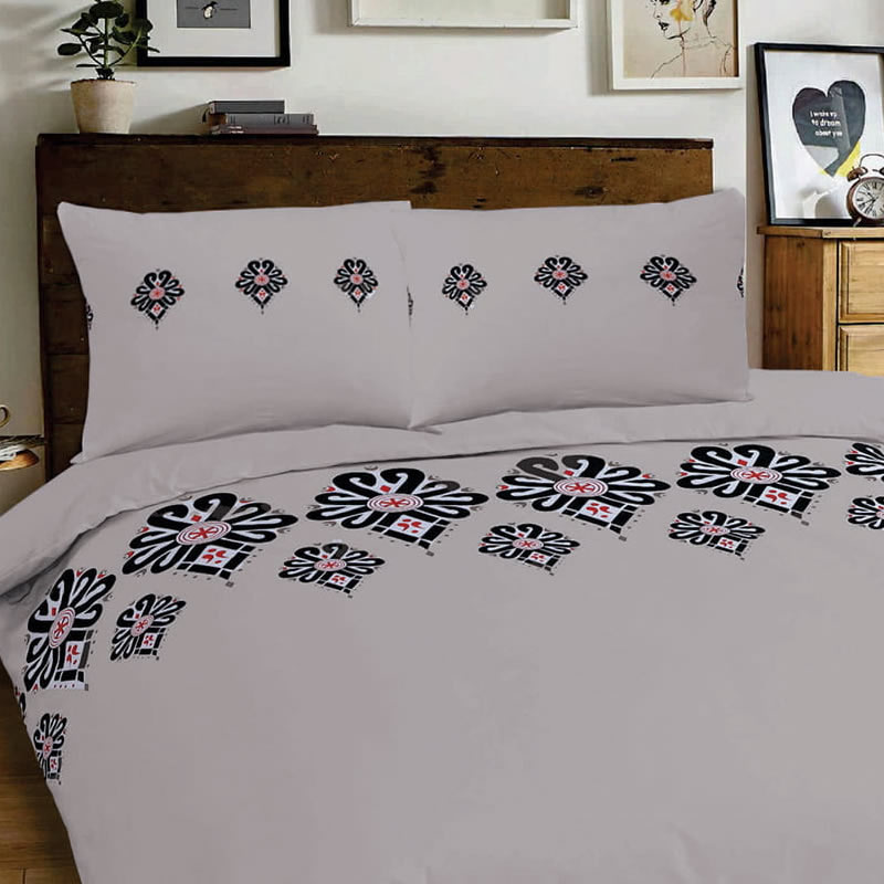 6N143 II.jakost Bavlněná látka 80x110cm šedá vzor viz polštář zbytek na patchwork
