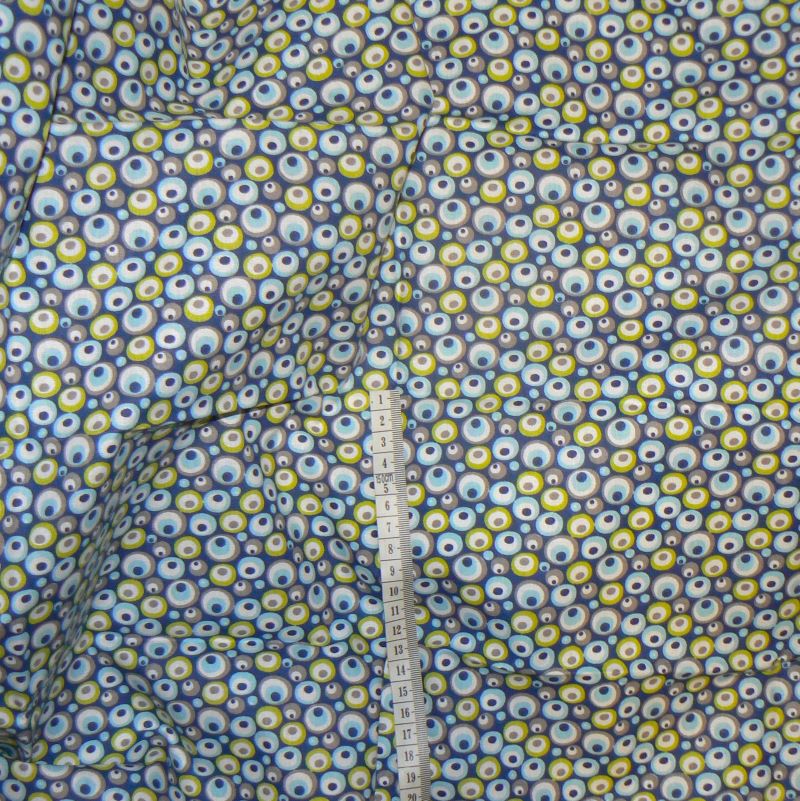 6O122 Bavlněná látka plátno 50x92cm modrá vzor zbytek na patchwork