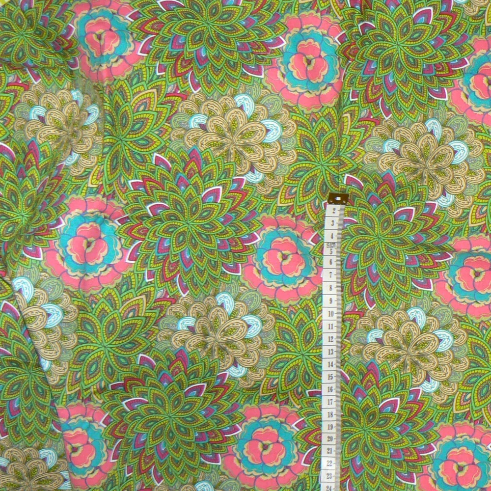 6O229 Bavlněná látka 50x120cm sukulenty zelená zbytek na patchwork