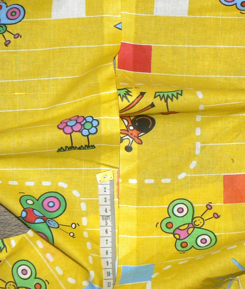 6P38 Bavlněná látka pás 178x10cm žlutá vzor zbytek na patchwork