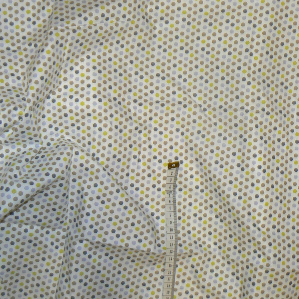 6P59 Bavlněná látka 50x54cm hnědozelená puntíky bílá zbytek na patchwork