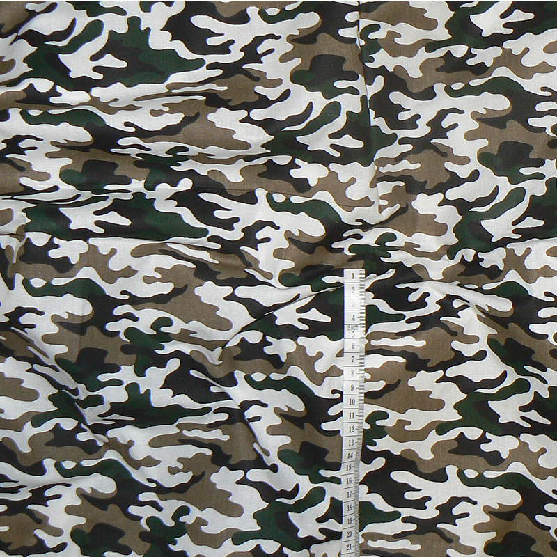 6R116 Bavlněná látka plátno 49x80cm maskáčovina zelenohnědá