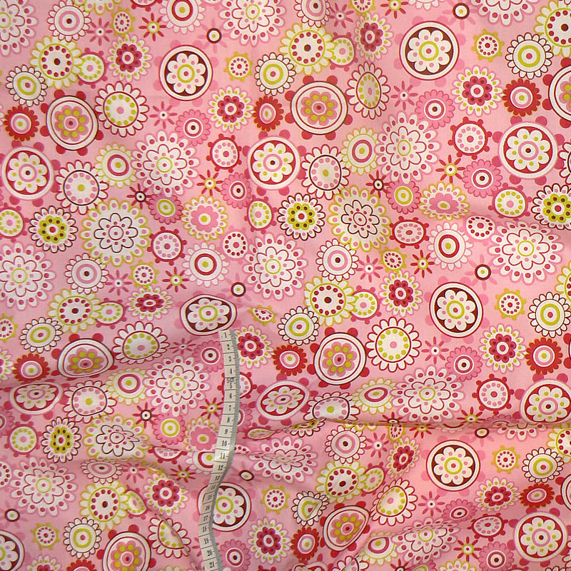 6U16 Bavlněná látka 42x50cm růžová vzor zbytek na patchwork