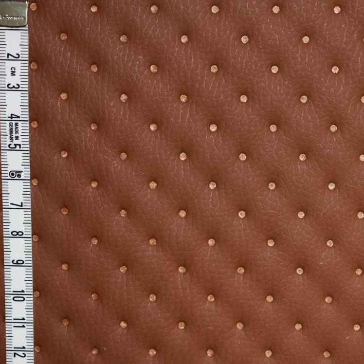 KK505/1 Koženka zbytek 50x140cm koženka na vatelínu puntíky rezavá hnědá