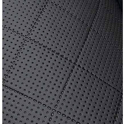 KK391 Exkluzívní koženka zbytek 47x140cm koženka čtverce 5x5cm perforovaná černá na vatelínu