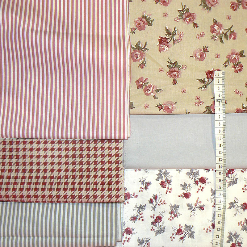 PB1 Balíček látek na patchwork rozměr látek 100x100cm proužky/květiny (6 barev viz foto)