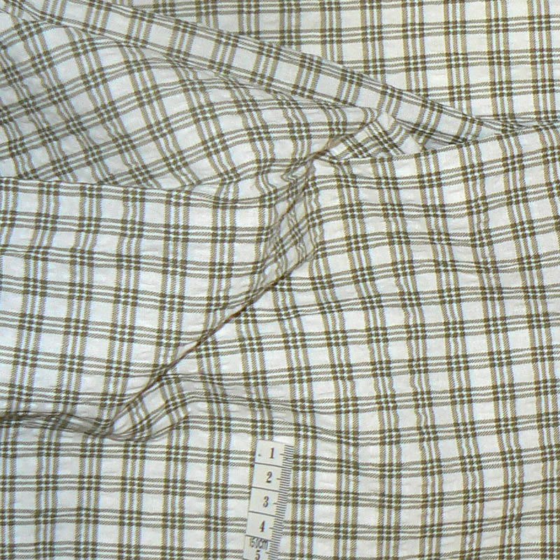 7H68 Bavlněný krep 46x27cm kostička zelenobílá zbytek na patchwork