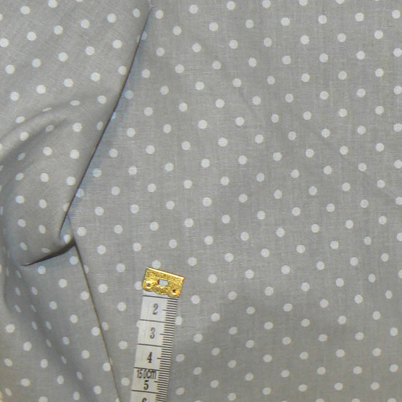 7K55 Bavlněná látka 200x13cm bílý puntík na šedé zbytek na patchwork