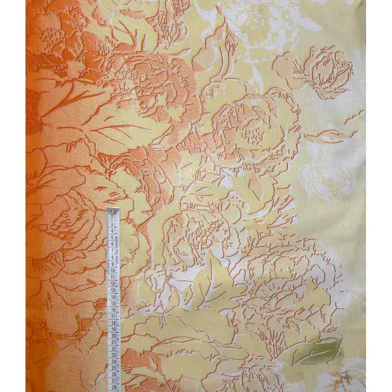 Bavlněná látka květy oranžovožlutá 144x50cm zbytek na patchwork (1N3)