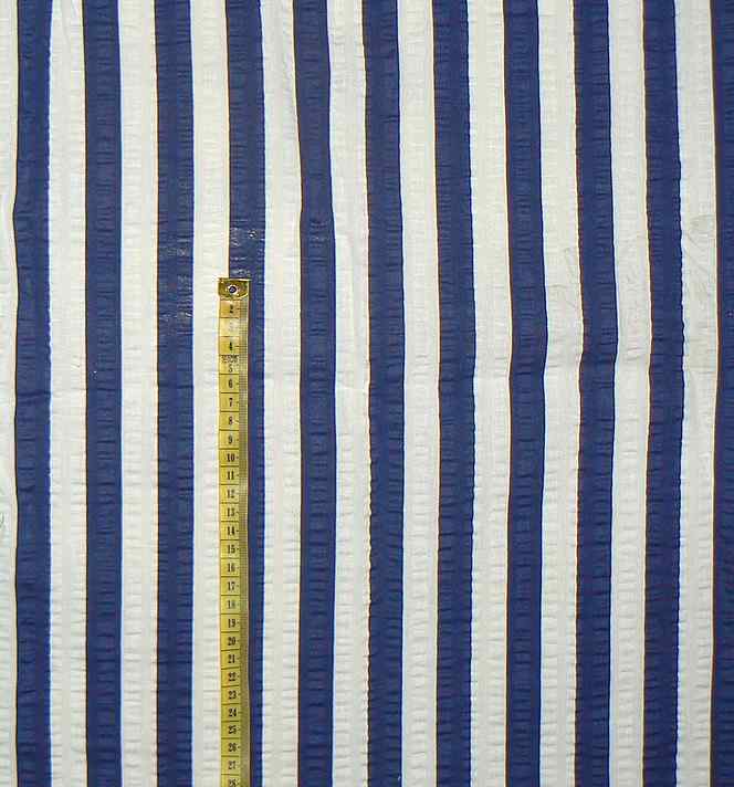 Bavlněný krep látka 86x128cm modrobílá pruhy (Y4)
