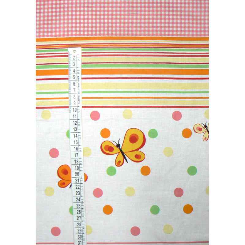 Bavlněná látka 35x28cm růžovobílá motýlci zbytek na patchwork (1N142)
