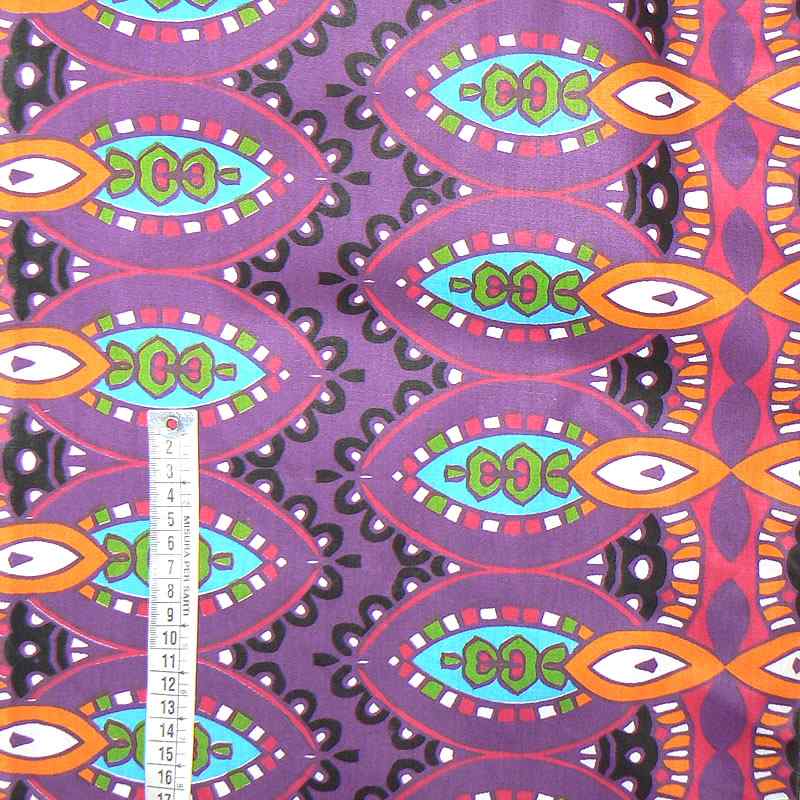 Bavlněná látka fialová vzor 292x29cm zbytek na patchwork (1Q16)