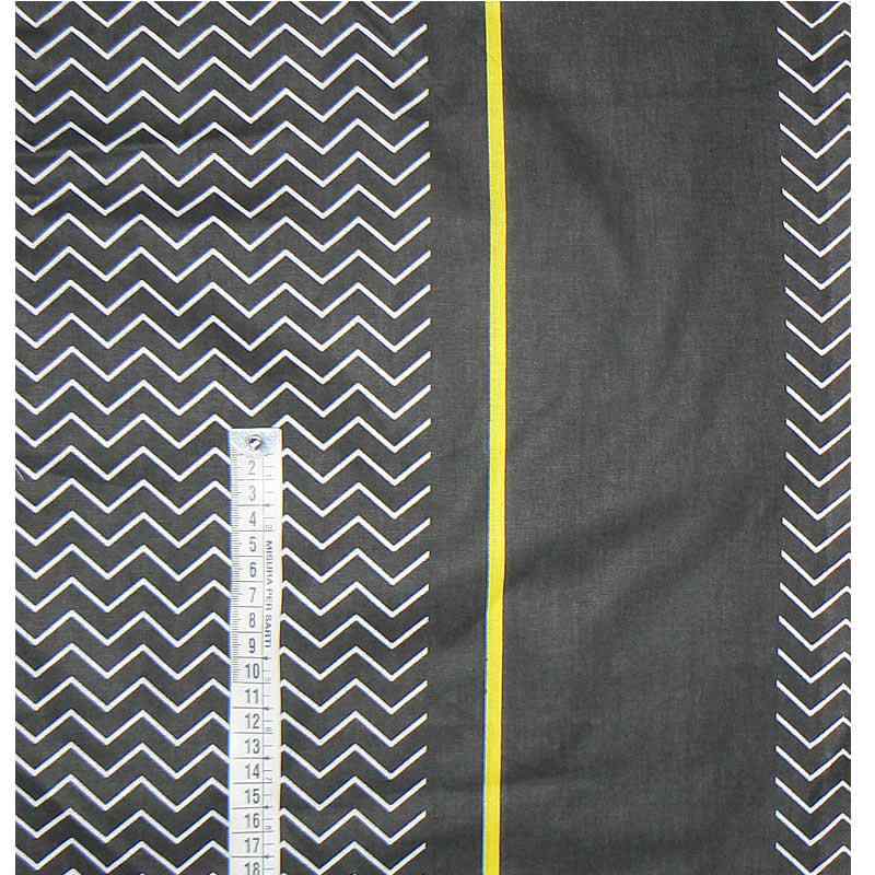 Bavlněná látka černožlutá vzor 280x30cm zbytek na patchwork (1Q26)