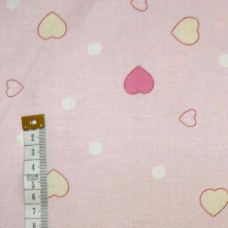 Bavlněná látka srdíčka na růžové 12x20cm zbytek na patchwork (1R73)