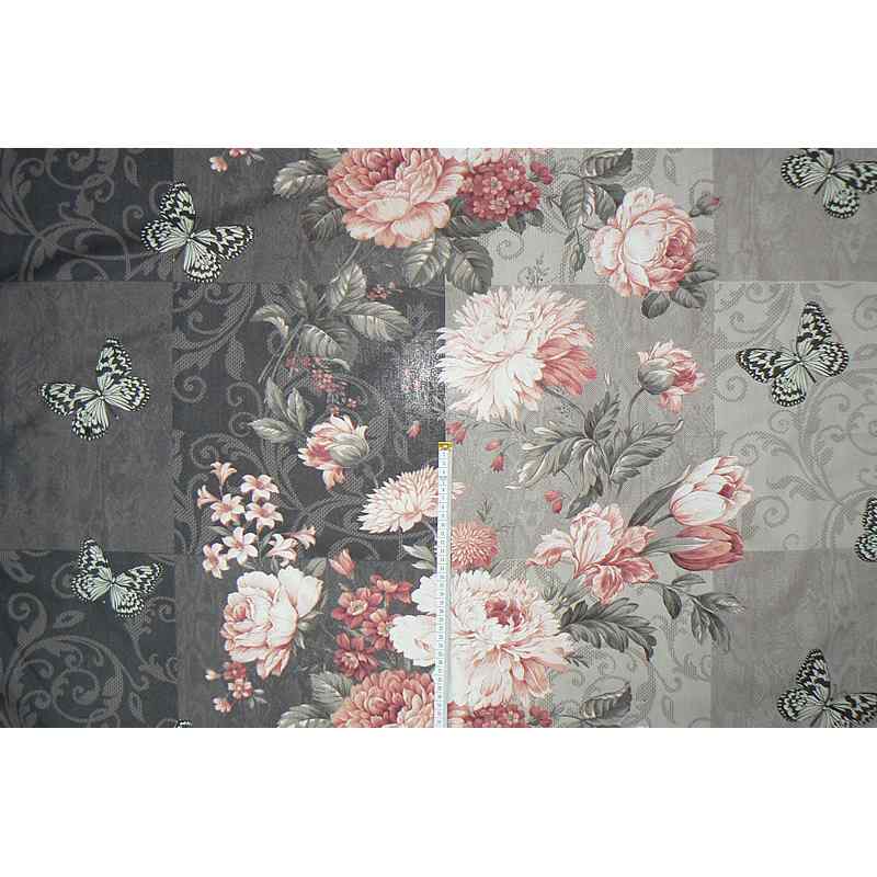 Bavlněná látka 71x106cm květy na hnědé zbytek na patchwork (1s76)