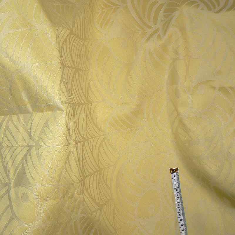 DA1588 Exkluzívní bavlněná látka damašek ubrusovina 240x140cm světle žlutá vzor vysoká gramáž 280g m2
