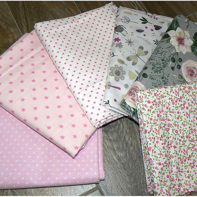 BA6 Balíček bavlněných látek 6ks 40x79cm garden růžová balíček na patchwork