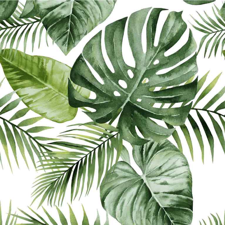 6I8 Bavlněný satén látka 71x180cm monstera listy zelené (viz polštář) zbytek na patchwork