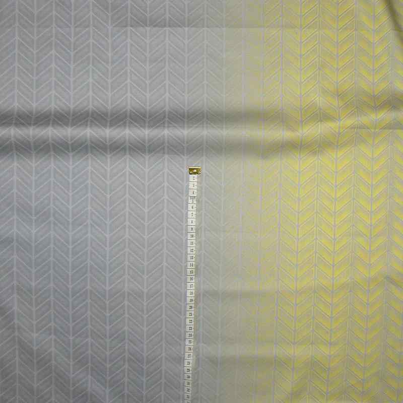 DA644 Bavlněný satén látka 58x140cm žlutošedá vzor