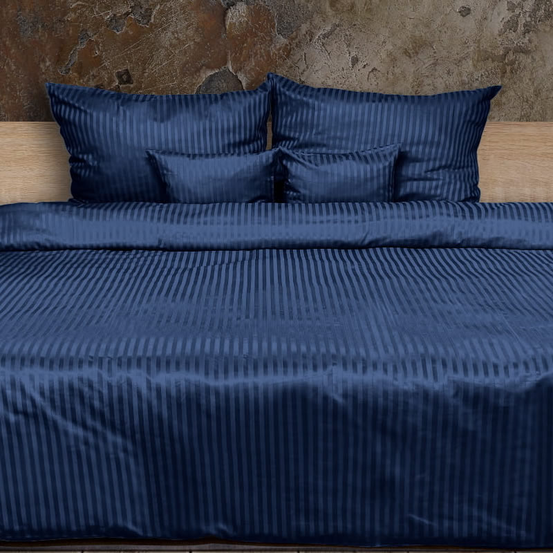 6R306 Bavlněná látka damašek 37x90cm modrá tmavá proužky 1cm