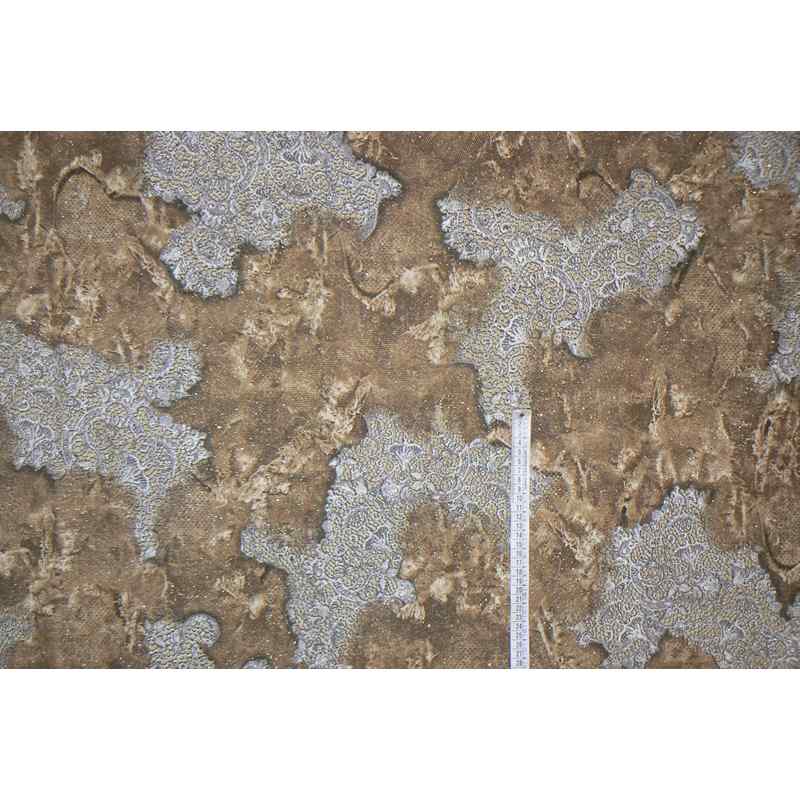 Bavlněná pevná látka 50x116cm džínovina hnědá se vzorem třpytky (UP70)