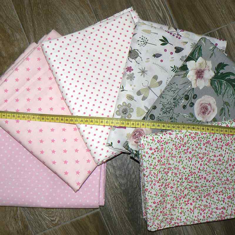 BA6 Balíček bavlněných látek 6ks 40x79cm garden růžová balíček na patchwork