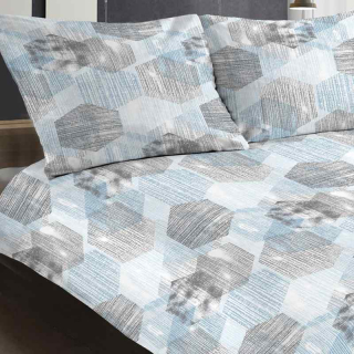 6T184Bavlněný satén látka 112x76cm modrošedá vzor zbytek na patchwork