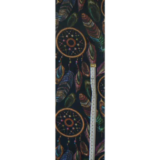 7G237 Bavlněná látka 60x260cm lapače na černé zbytek na patchwork