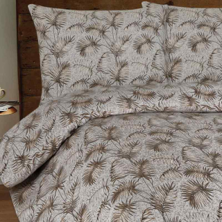 6N59 Bavlněný flanel látka 68x70cm hnědobéžová listy zbytek na patchwork
