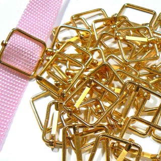 20100-2 Čtverec posunovač na popruhy kovový 20x20mm barva zlatá 