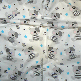 7E298 Bavlněná látka plátno 35x85cm medvídek cute