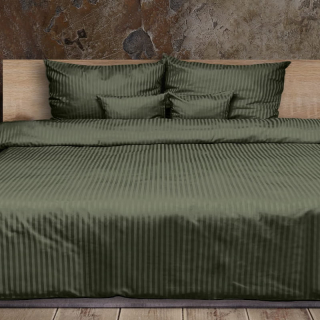 7G20 Bavlněná látka damašek 72x81cm tm. zelená proužky 1cm