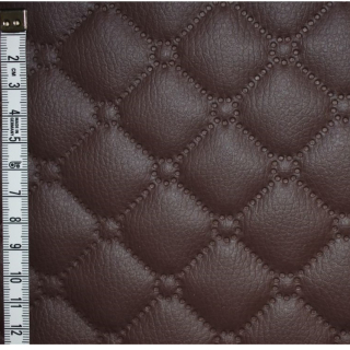 KK501 Koženka zbytek 45x140cm koženka na vatelínu polštářky čtverečky hnědá tmavší