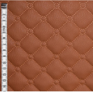 KK504 Koženka zbytek 45x140cm koženka na vatelínu polštářky čtverečky hnědá rezavá