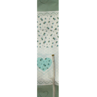 7K42 Bavlněná látka plátno 206x15cm patchwork zelenobílá na patwchwork