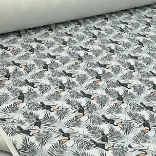 VK100 Vzorovaná koženka zbytek 30x69cm koženka vzor tukani 6,3cm šedočerná
